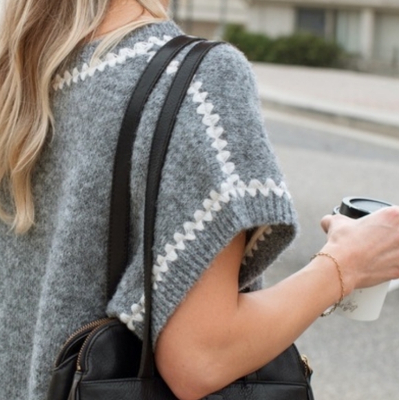 Carly Jean Los Angeles Gray V-Neck Sweater Vest - Picture 5 of 15